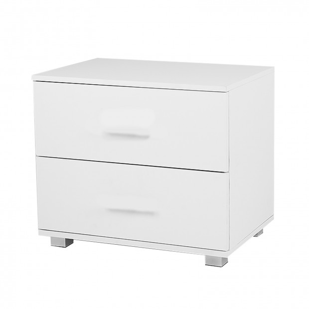 Bedside Table with Drawers MDF - White