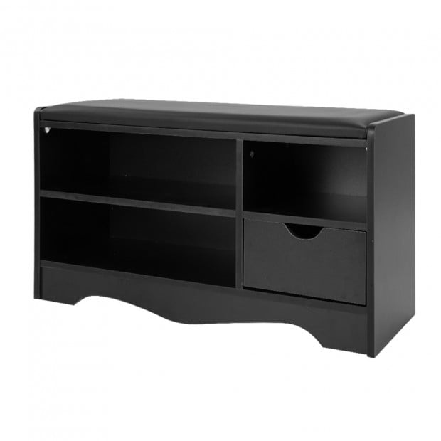 Shoe Rack Cabinet Organiser Black Cushion - 80 x 30 x 45 - Black Image 6