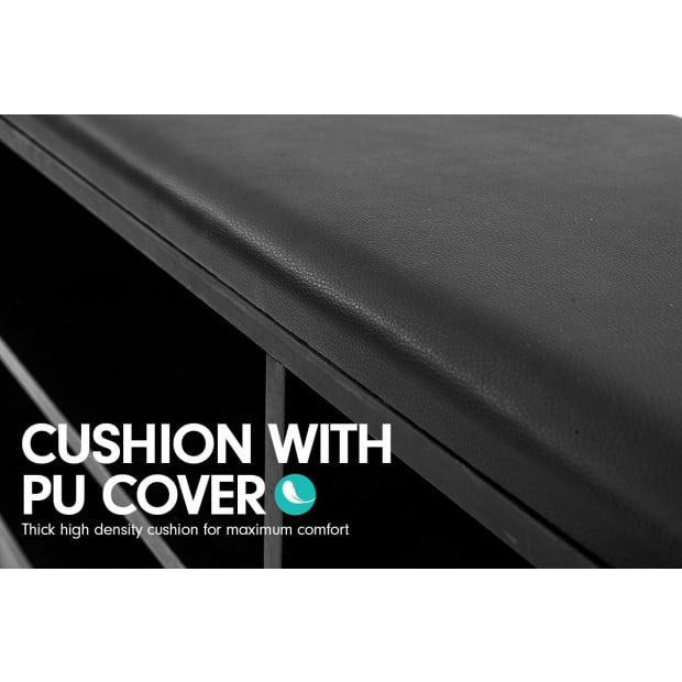 Shoe Rack Cabinet Organiser Black Cushion - 80 x 30 x 45 - Black Image 5