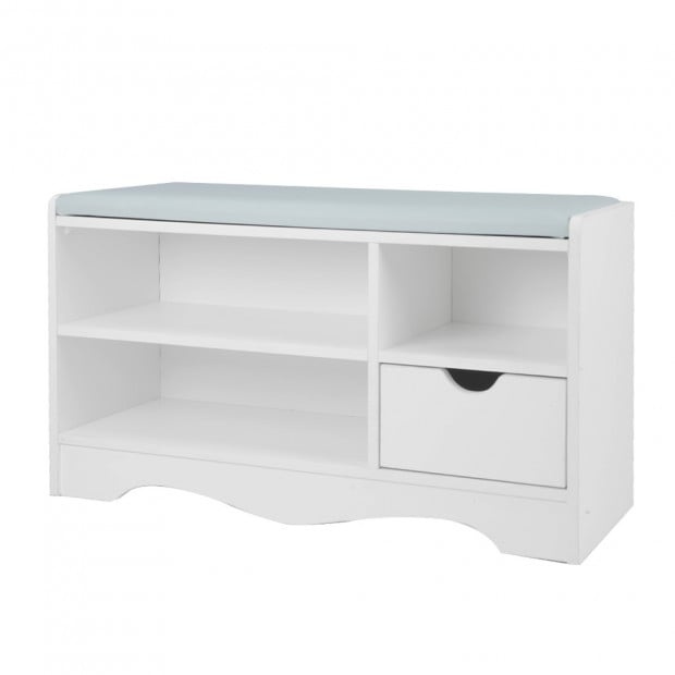 Shoe Rack Cabinet Organiser Grey Cushion - 80 x 30 x 45 - White Image 8