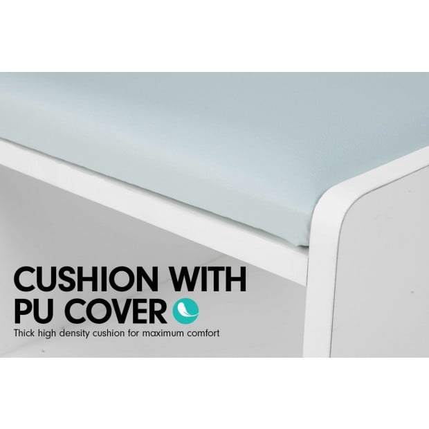Shoe Rack Cabinet Organiser Grey Cushion - 80 x 30 x 45 - White Image 5
