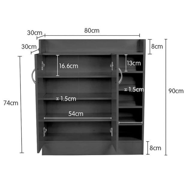 Sarantino 21 Pairs Shoe Cabinet Rack Storage Organiser 80 x 30 x 90cm in Black Image 7