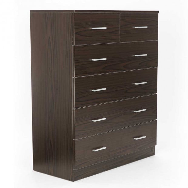 Tallboy Dresser 6 Chest of Drawers Cabinet - Brown