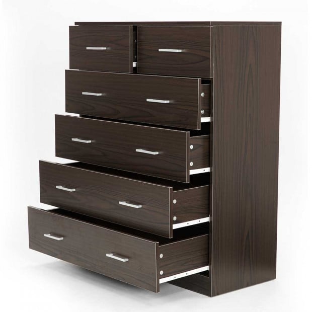 Tallboy Dresser 6 Chest of Drawers Cabinet - Brown Image 2