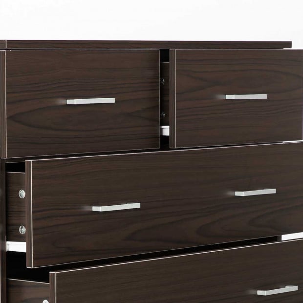 Tallboy Dresser 6 Chest of Drawers Cabinet - Brown Image 5