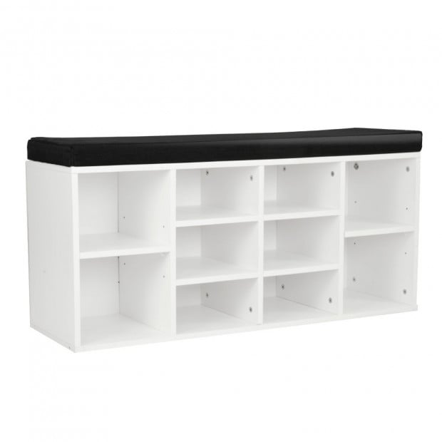 Shoe Rack Cabinet Organiser Black Cushion - 104 x 30 x 48 - White Image 2