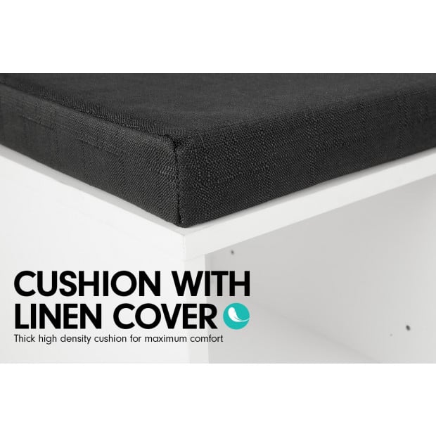 Shoe Rack Cabinet Organiser Black Cushion - 104 x 30 x 48 - White Image 8