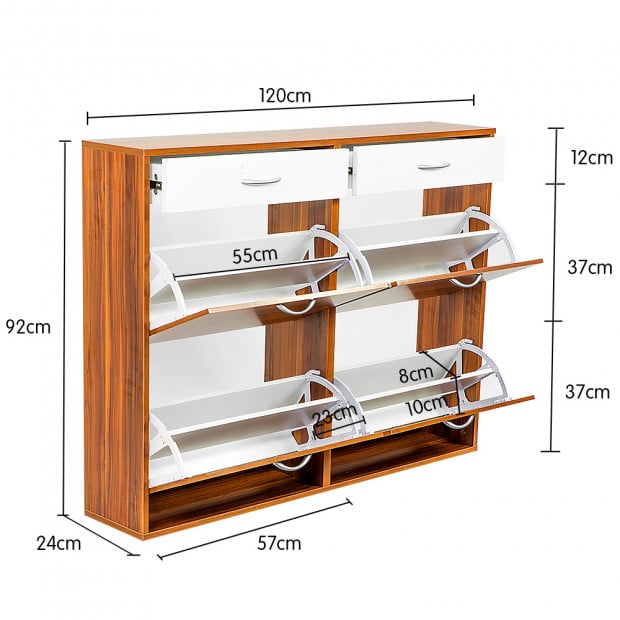 Shoe Cabinet Organizer Storage Rack 1200 x 240 x 920 - Brown Image 7
