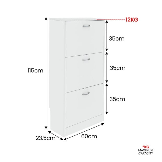 Sarantino Mavis Shoe Cabinet in White Image 4