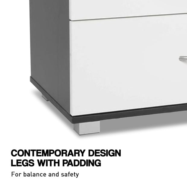 Bedside Table with Drawers MDF - Black White Image 5