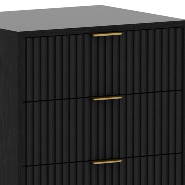 Sarantino Evelyn Bedside Table with 3 Drawers - Black Image 5