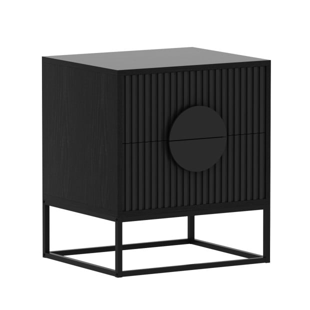 Sarantino Silvia Bedside Table with 2 Drawers and Black Handles Image 2