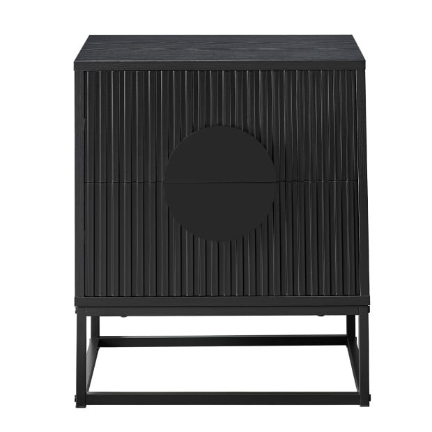 Sarantino Silvia Bedside Table with 2 Drawers and Black Handles Image 3