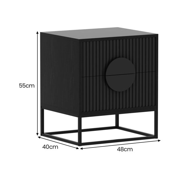 Sarantino Silvia Bedside Table with 2 Drawers and Black Handles Image 4