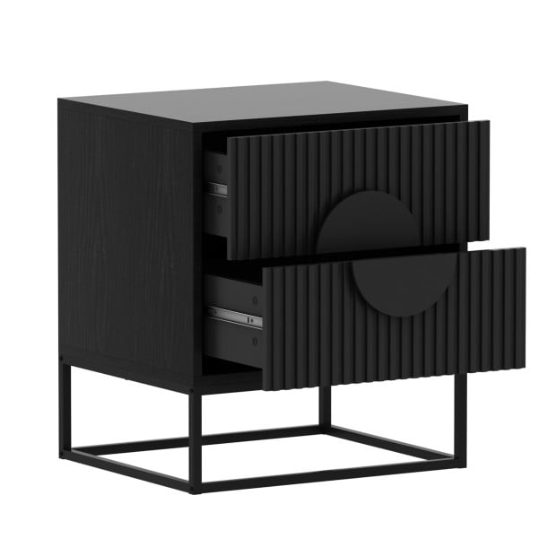 Sarantino Silvia Bedside Table with 2 Drawers and Black Handles Image 5