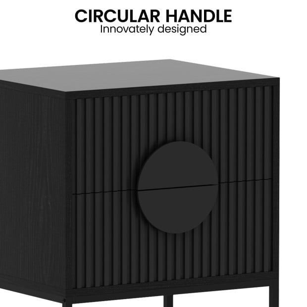 Sarantino Silvia Bedside Table with 2 Drawers and Black Handles Image 6