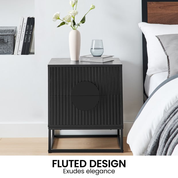 Sarantino Silvia Bedside Table with 2 Drawers and Black Handles Image 9