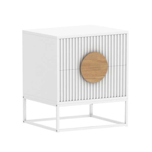 Sarantino Silvia Bedside Table with 2 Drawers - White Image 2