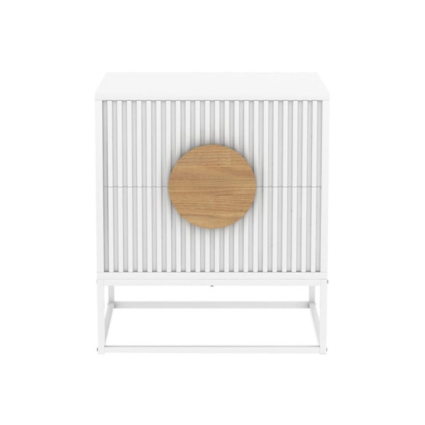 Sarantino Silvia Bedside Table with 2 Drawers - White Image 3