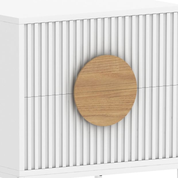 Sarantino Silvia Bedside Table with 2 Drawers - White Image 5