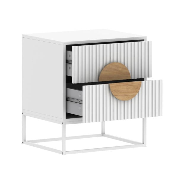 Sarantino Silvia Bedside Table with 2 Drawers - White Image 6