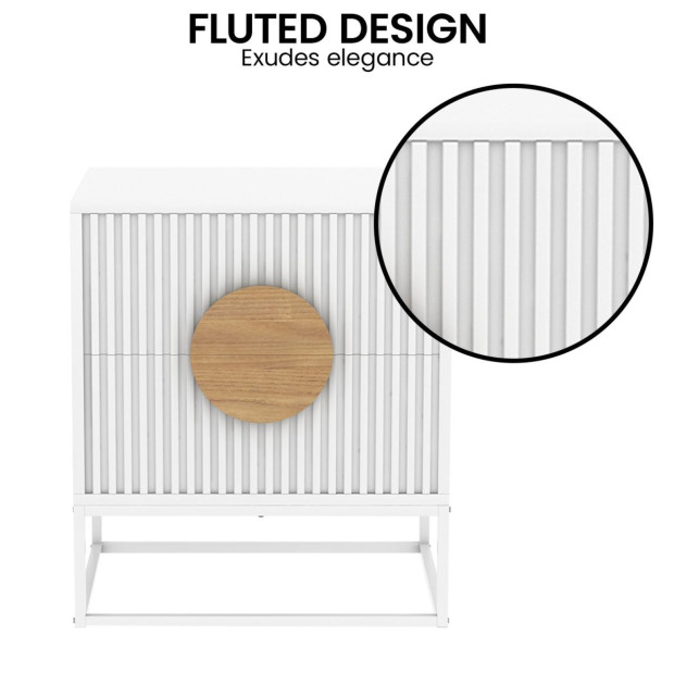Sarantino Silvia Bedside Table with 2 Drawers - White Image 8