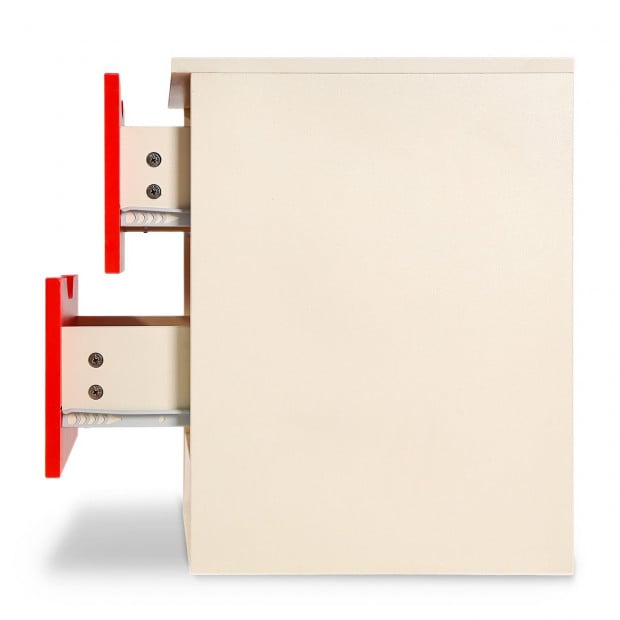 Sarantino Bedside Table with Drawers Cabinet Storage 51x40cm White Red Image 6