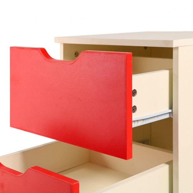 Sarantino Bedside Table with Drawers Cabinet Storage 51x40cm White Red Image 9