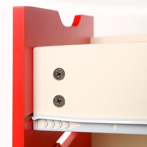 Sarantino Bedside Table with Drawers Cabinet Storage 51x40cm White Red Image 11