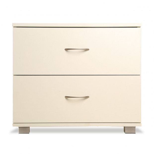Bedside Table with Drawers MDF Cabinet Storage - White Image 2