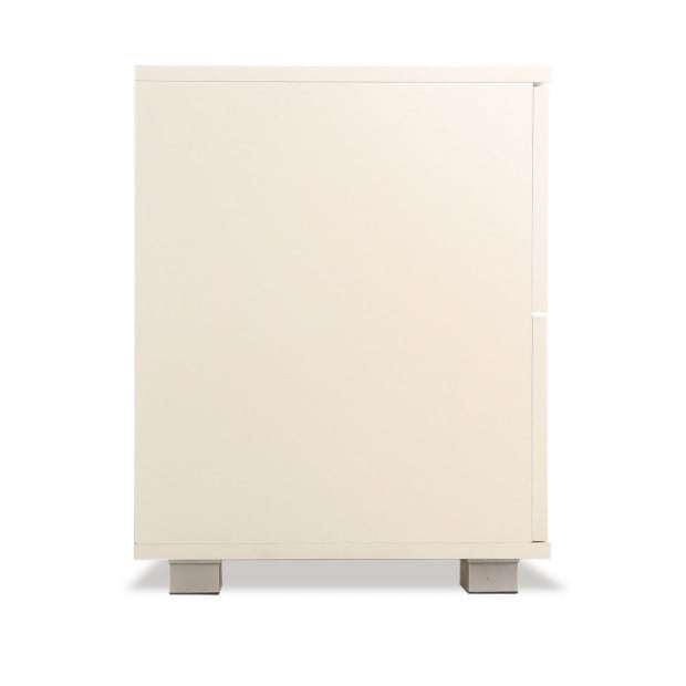 Bedside Table with Drawers MDF Cabinet Storage - White Image 3