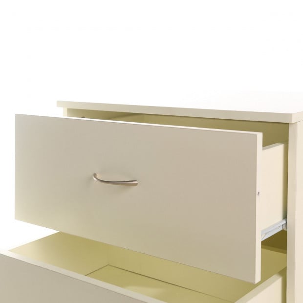 Bedside Table with Drawers MDF Cabinet Storage - White Image 5