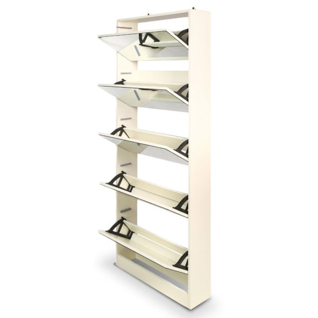 Sarantino 24 Pairs Shoe Cabinet Rack Storage Cupboard Organiser 5 Level Drawers Image 4