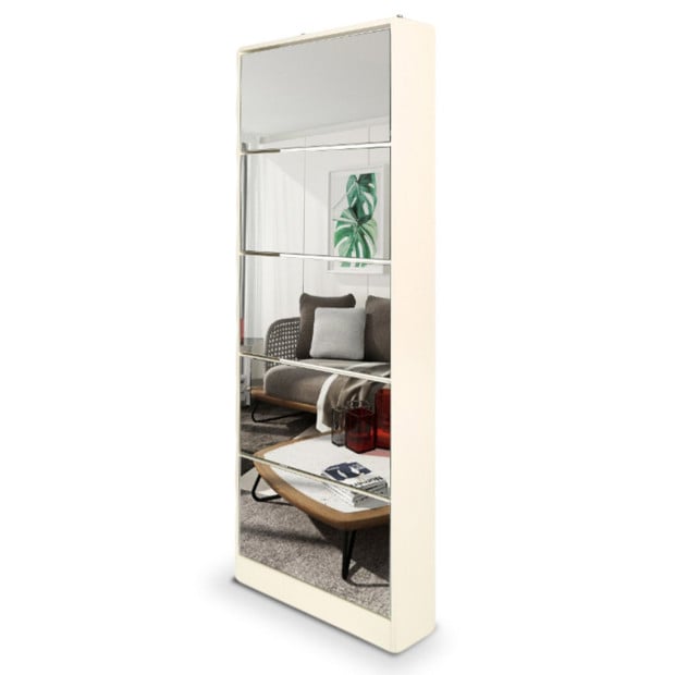 Sarantino 24 Pairs Shoe Cabinet Rack Storage Cupboard Organiser 5 Level Drawers Image 5