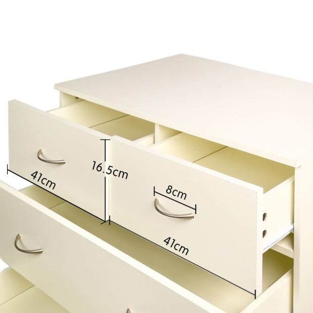Sarantino Tallboy Dresser 6 Chest Of Drawers Cabinet 85 x 39.5 x 105cm in White Image 12