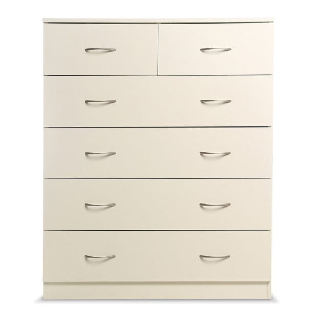 Sarantino Tallboy Dresser 6 Chest Of Drawers Cabinet 85 x 39.5 x 105cm in White Image 2