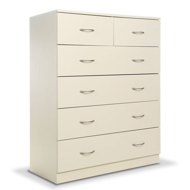 Sarantino Tallboy Dresser 6 Chest of Drawers Storage Cabinet 85x39.5x105cm