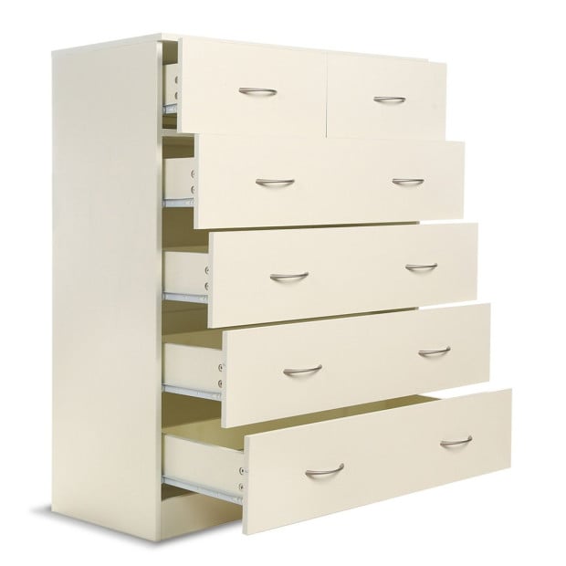 Sarantino Tallboy Dresser 6 Chest Of Drawers Cabinet 85 x 39.5 x 105cm in White Image 3