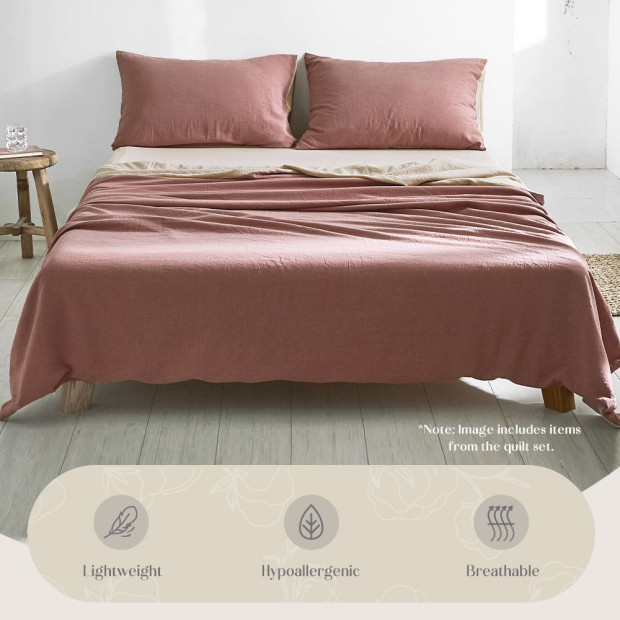 Cosy Club Sheet Set Cotton Sheets Double Vanilla Rhubarb Image 4