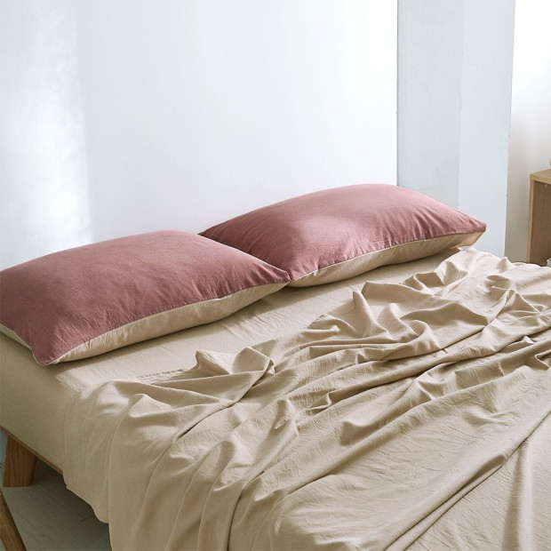Cosy Club Sheet Set Cotton Sheets Double Vanilla Rhubarb Image 8