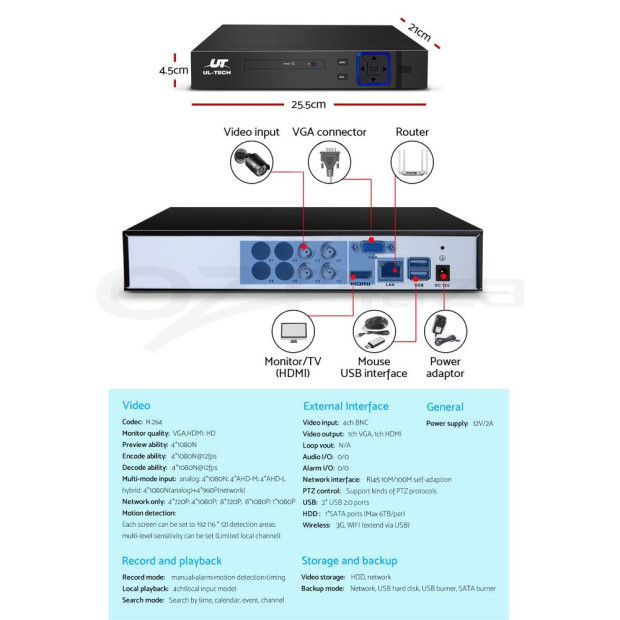 Ul-tech 1080p Cctv Camera Home Security System Dvr Hd Night Vision 4tb Image 5