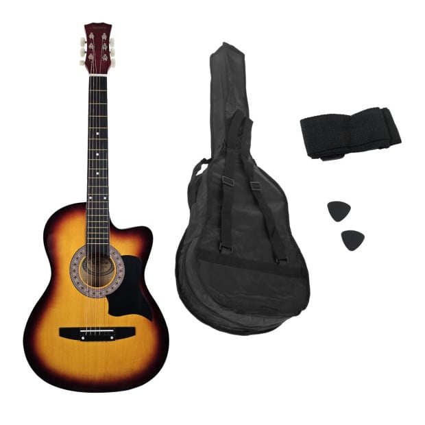 Karrera 38in Cutaway Acoustic Guitar with Guitar Bag - Sun Burst Image 3