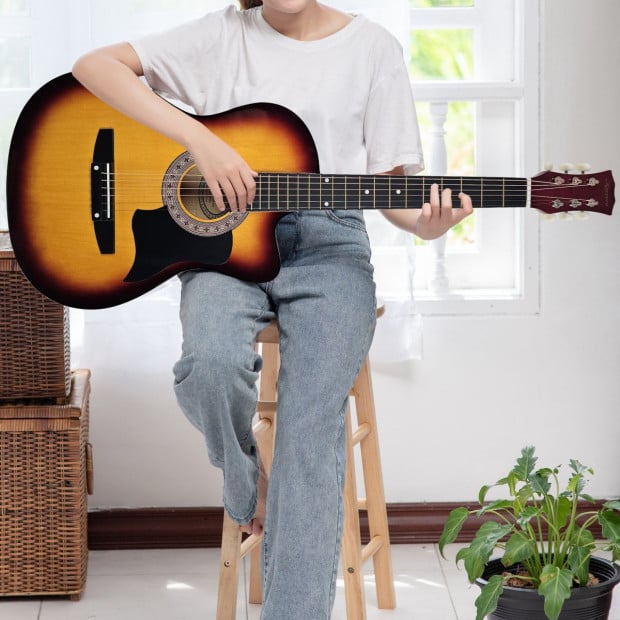 Karrera 38in Cutaway Acoustic Guitar with Guitar Bag - Sun Burst Image 10