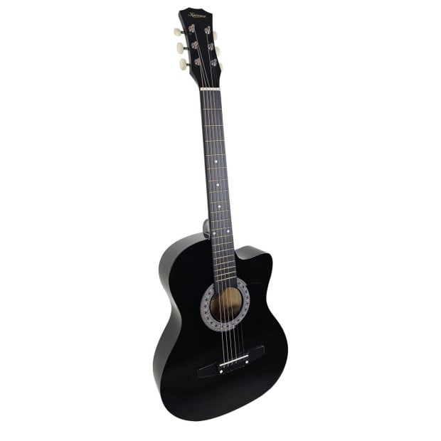 Karrera 38in Cutaway Acoustic Guitar with Guitar Bag - Black Image 2