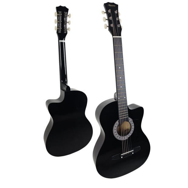 Karrera 38in Cutaway Acoustic Guitar with Guitar Bag - Black Image 3