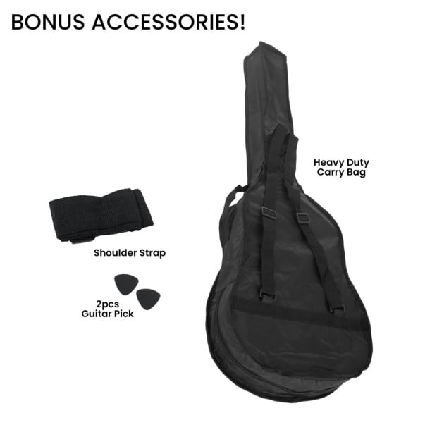 Karrera 38in Cutaway Acoustic Guitar with Guitar Bag - Black Image 6