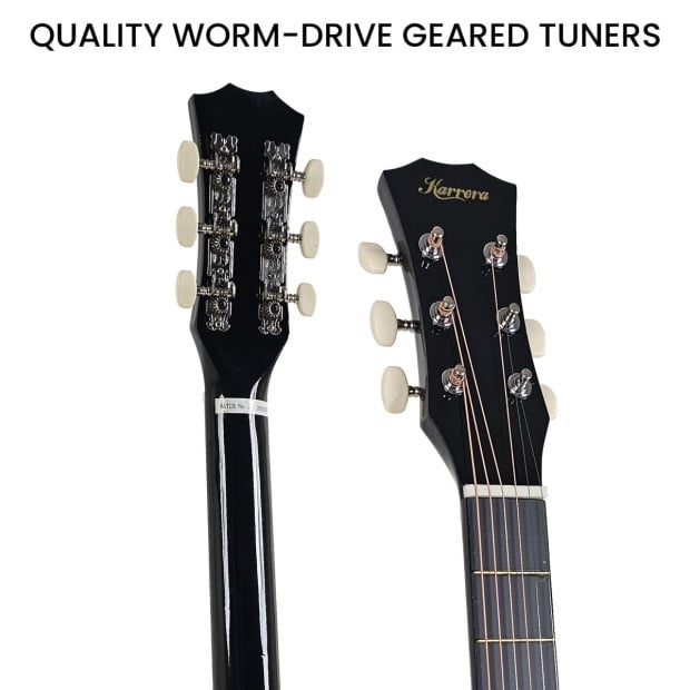 Karrera 38in Cutaway Acoustic Guitar with Guitar Bag - Black Image 8
