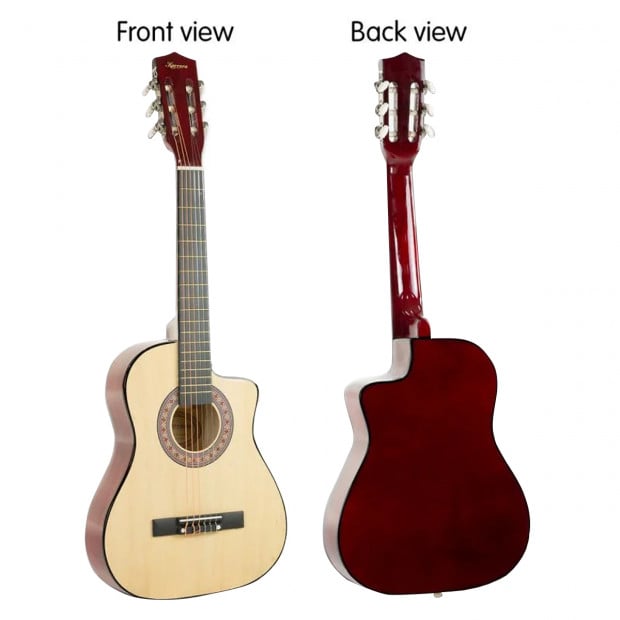 Karrera 38in Cutaway Acoustic Guitar with Carry Bag - Natural Image 3