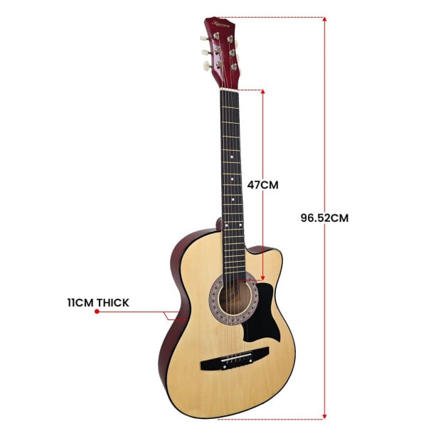 Karrera 38in Cutaway Acoustic Guitar with Carry Bag - Natural Image 5