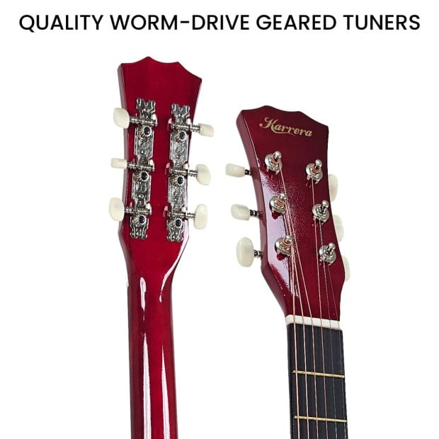 Karrera 38in Cutaway Acoustic Guitar with Carry Bag - Natural Image 9